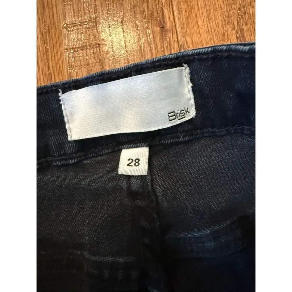 Brisk high rise stretch flared dark wash jeans 28